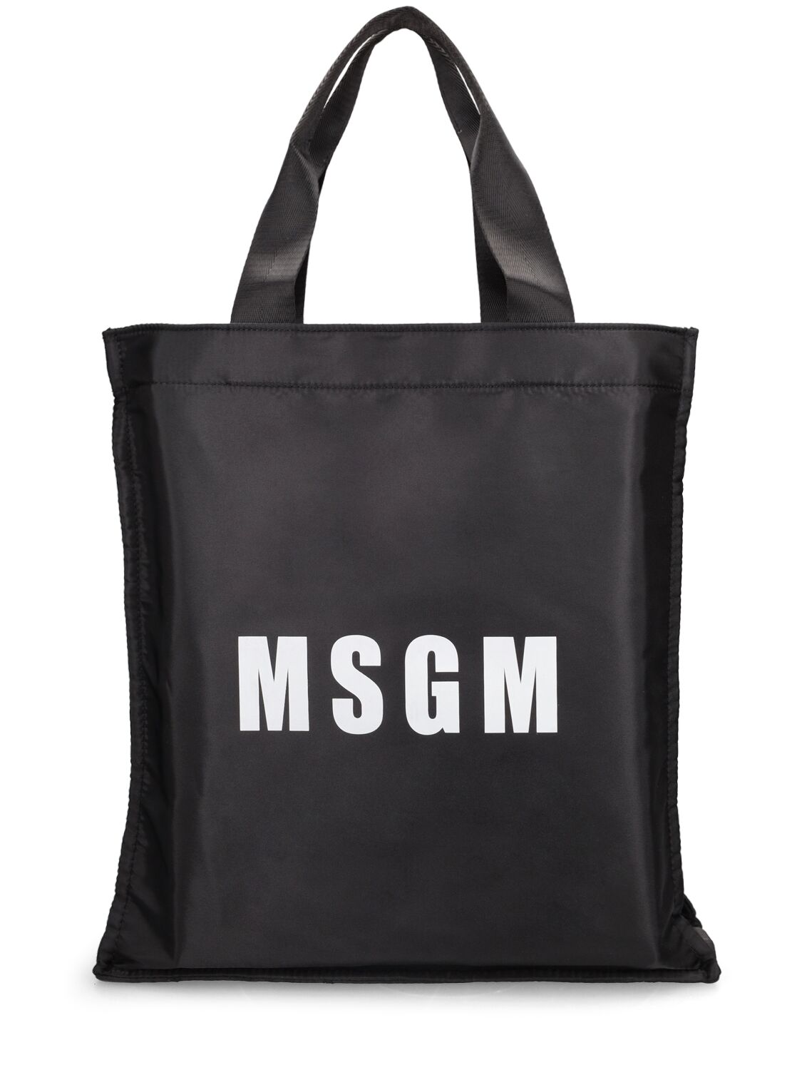 Msgm Nylon Logo Tote Bag In Black | ModeSens