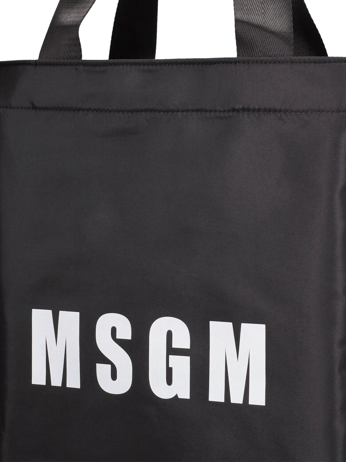 Msgm Nylon Logo Tote Bag In Black | ModeSens