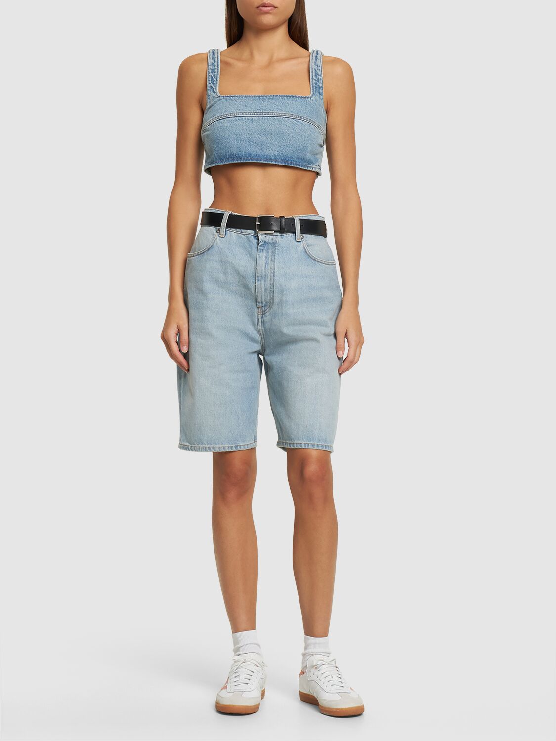 LOULOU STUDIO ANET COTTON DENIM BRA TOP 