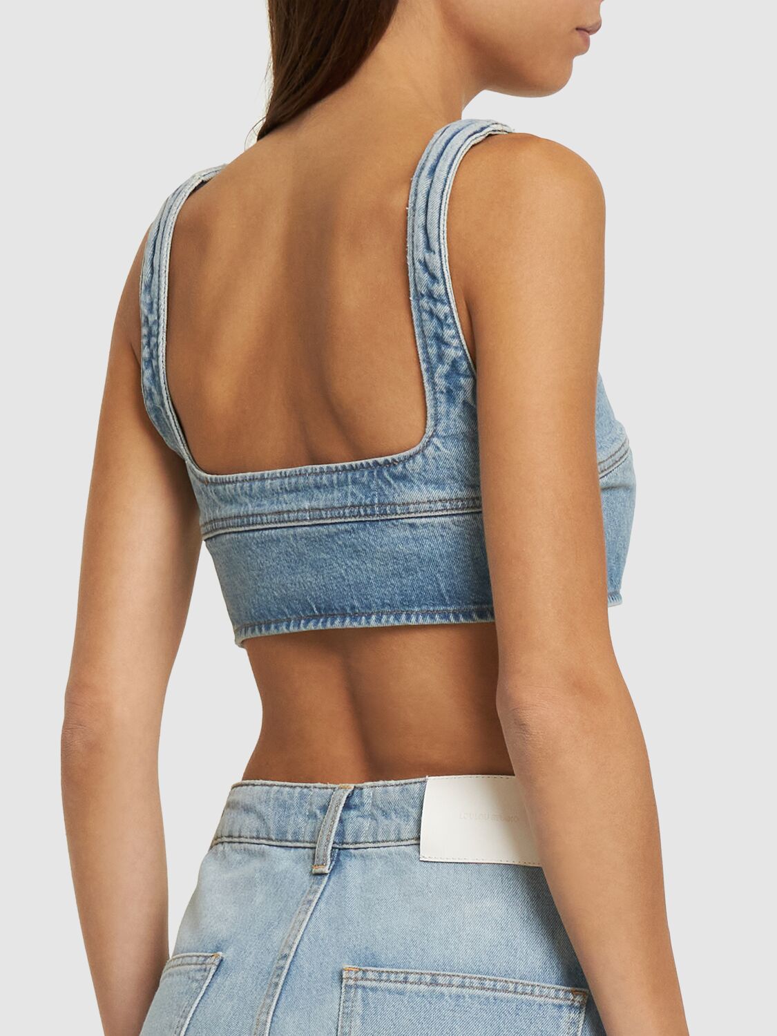 LOULOU STUDIO ANET COTTON DENIM BRA TOP 