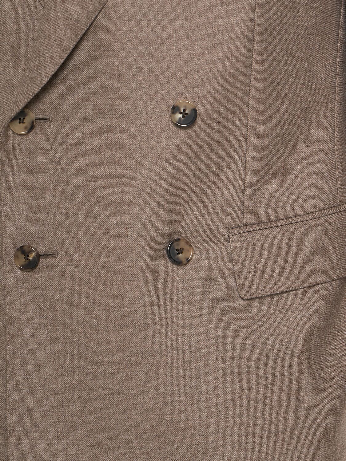 Shop Loro Piana Milano Double Breasted Wool Jacket In Wave