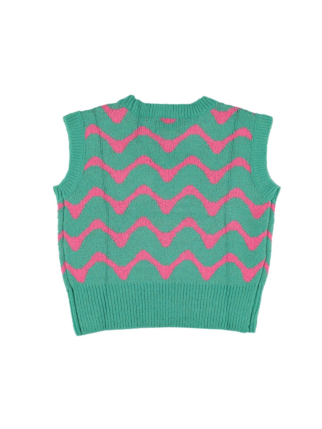 Shop Jellymallow Zigzag Tech Knit Vest In Green,orange