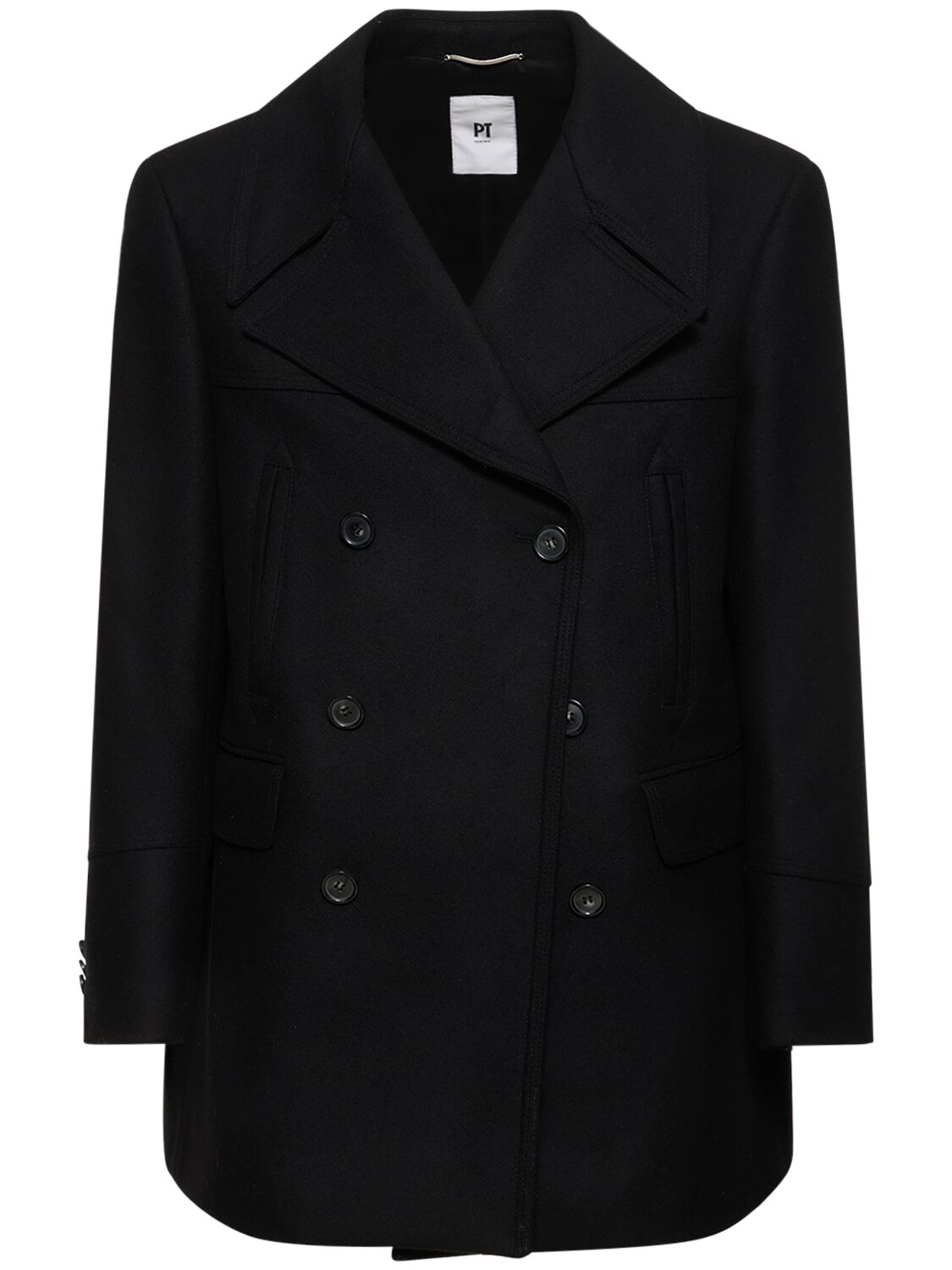 Image of Double Breasted Wool Blend Peacoat