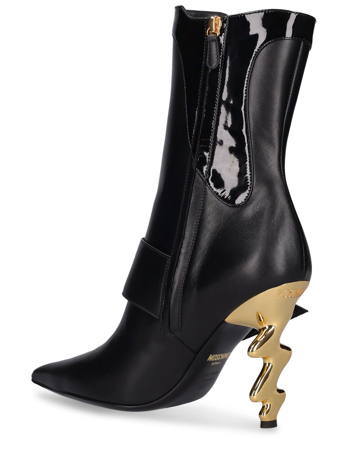Shop Moschino 105mm Leather Ankle Boots In Black
