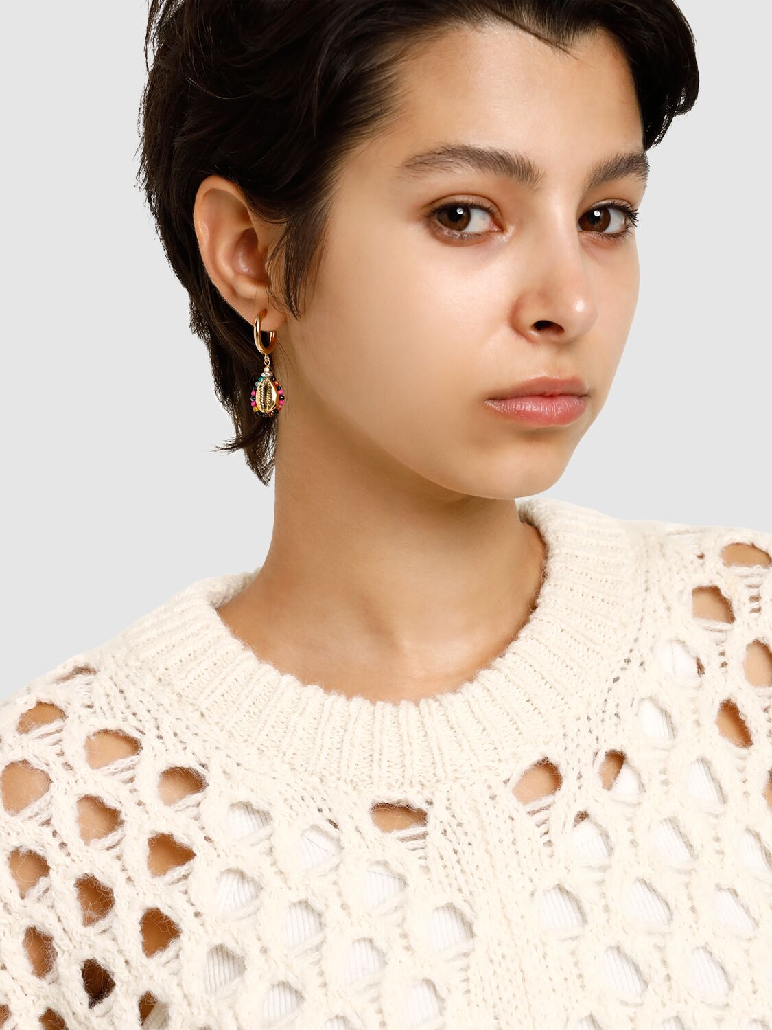 Shop Isabel Marant Be Free Stone Bead Hoop Earrings In Multi,gold