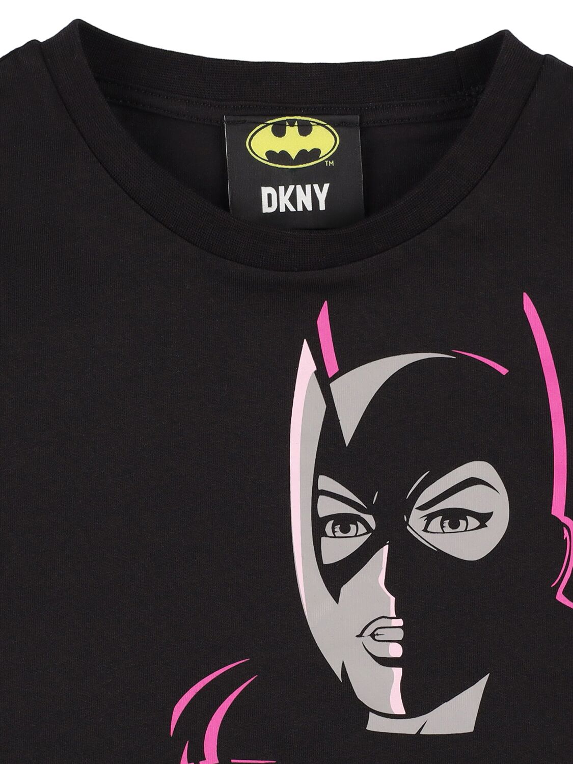 Shop Dkny Batman Print Cropped Cotton S/s T-shirt In Black