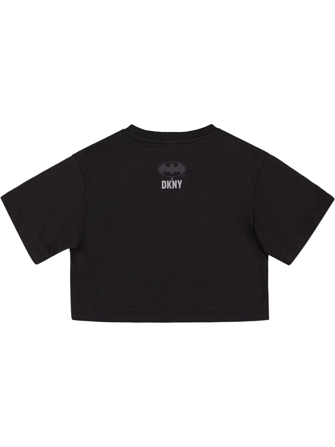 Shop Dkny Batman Print Cropped Cotton S/s T-shirt In Black