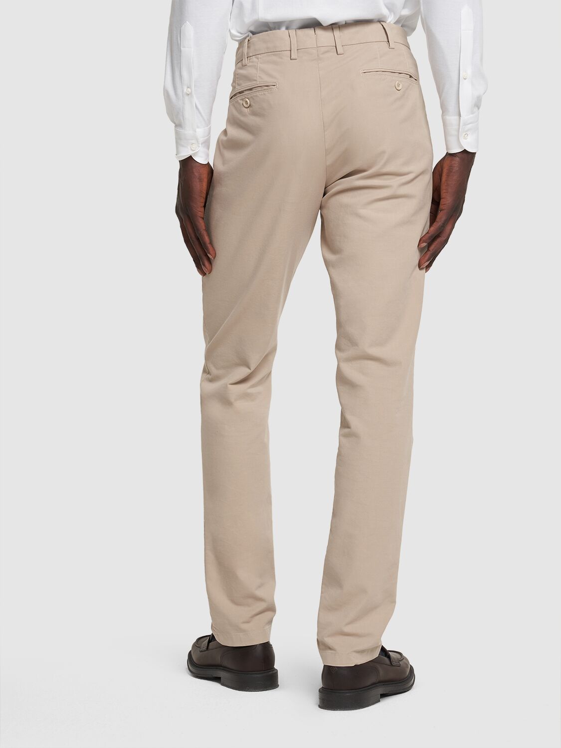 Shop Loro Piana Stretch Cotton Slim Pants In Colomba