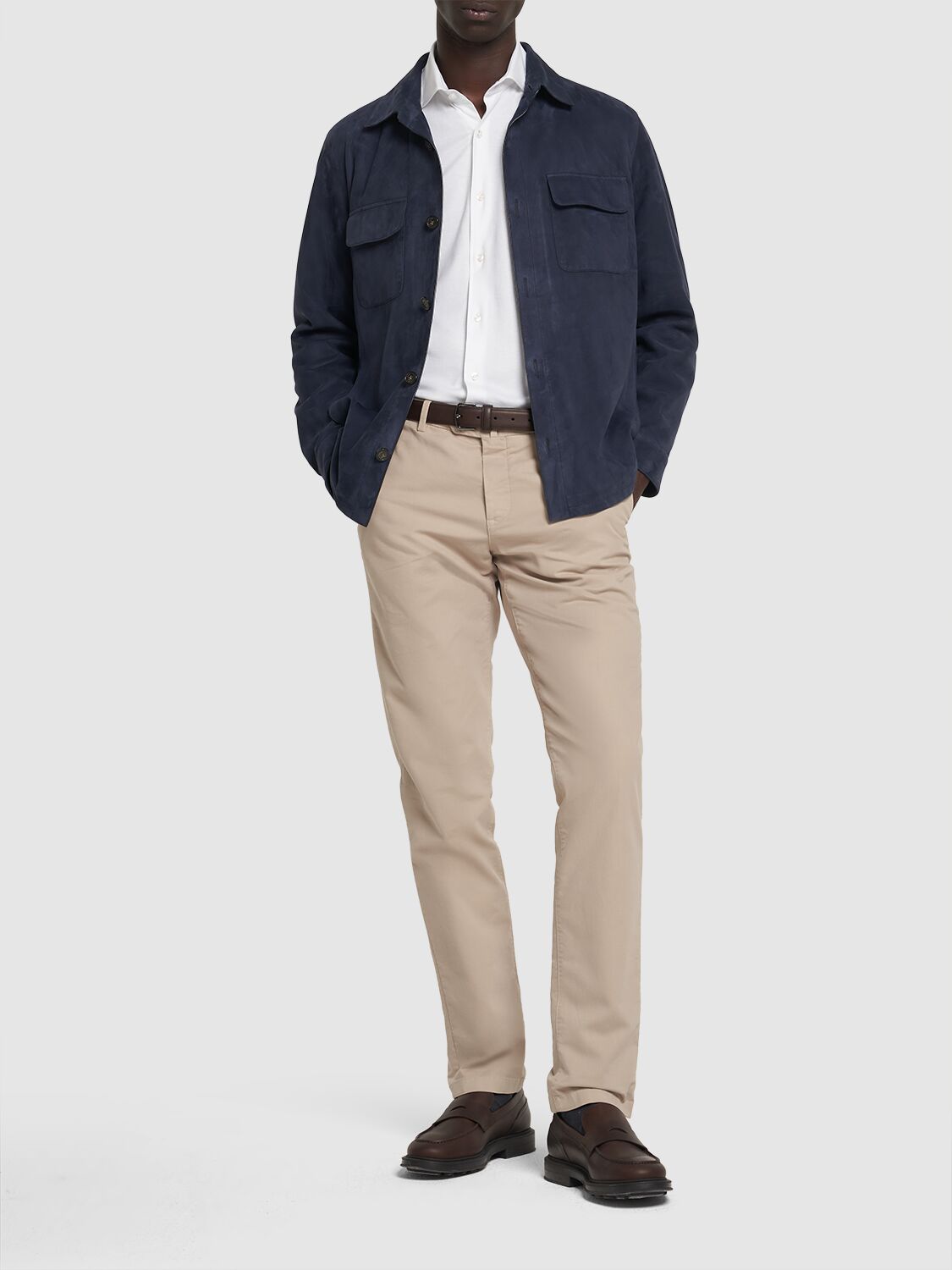 Shop Loro Piana Stretch Cotton Slim Pants In Colomba