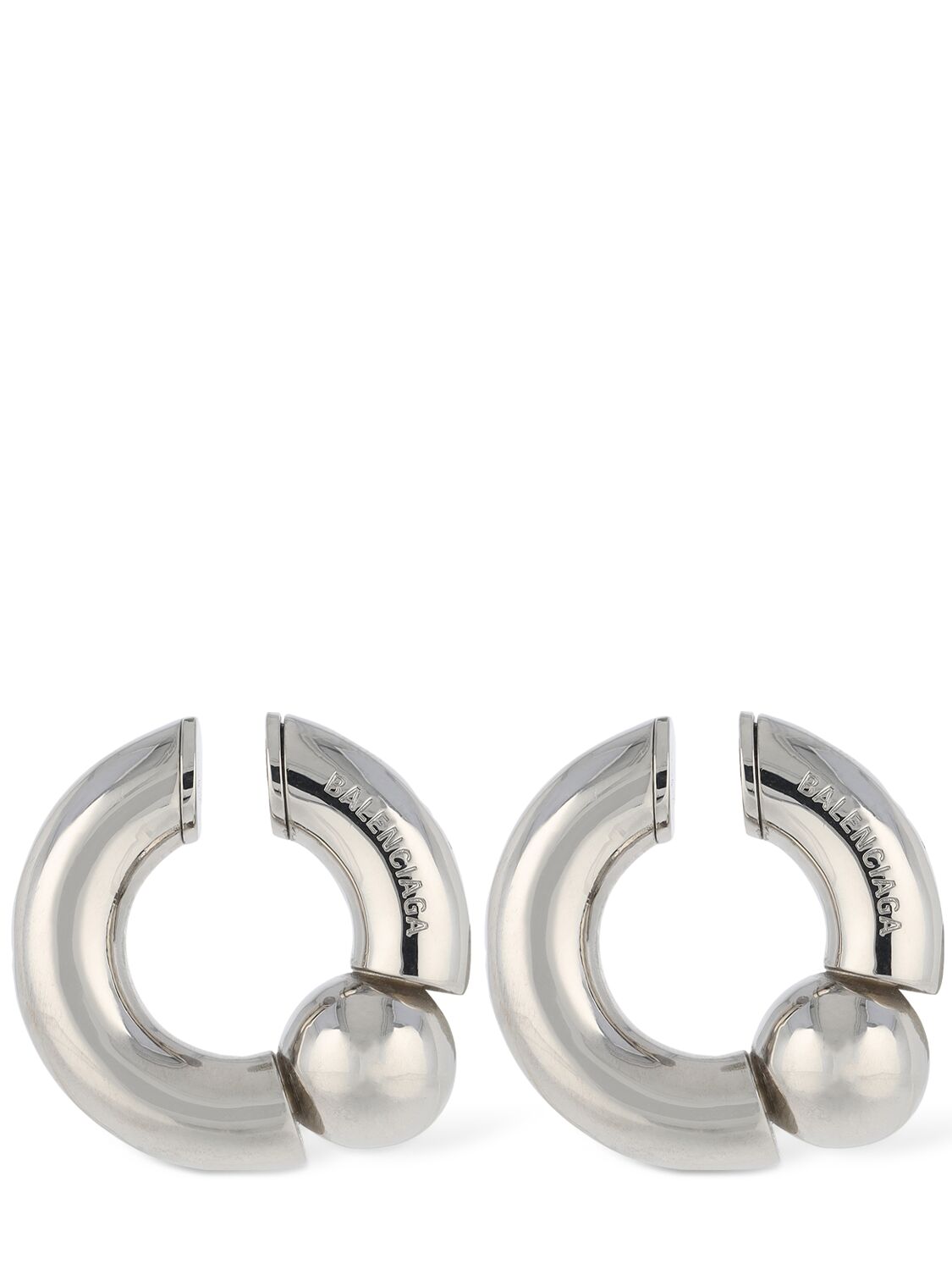 Shop Balenciaga Mega Brass Mono Ear Cuff In Silver