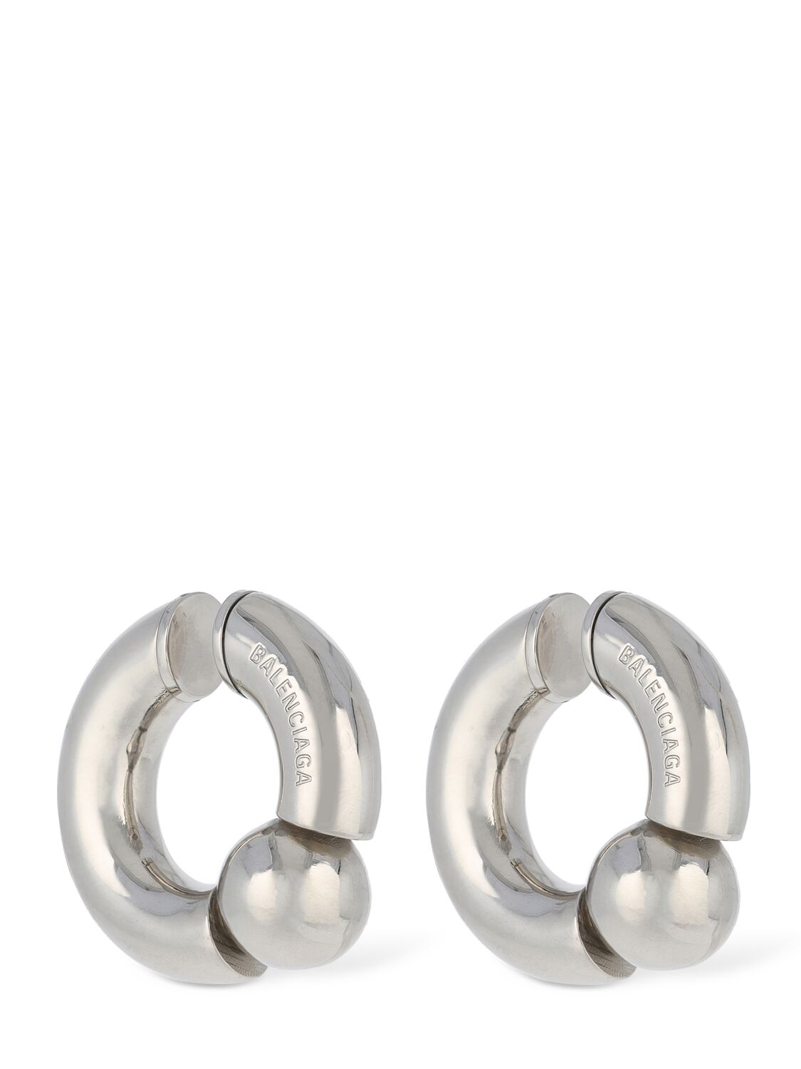Shop Balenciaga Mega Brass Mono Ear Cuff In Silver