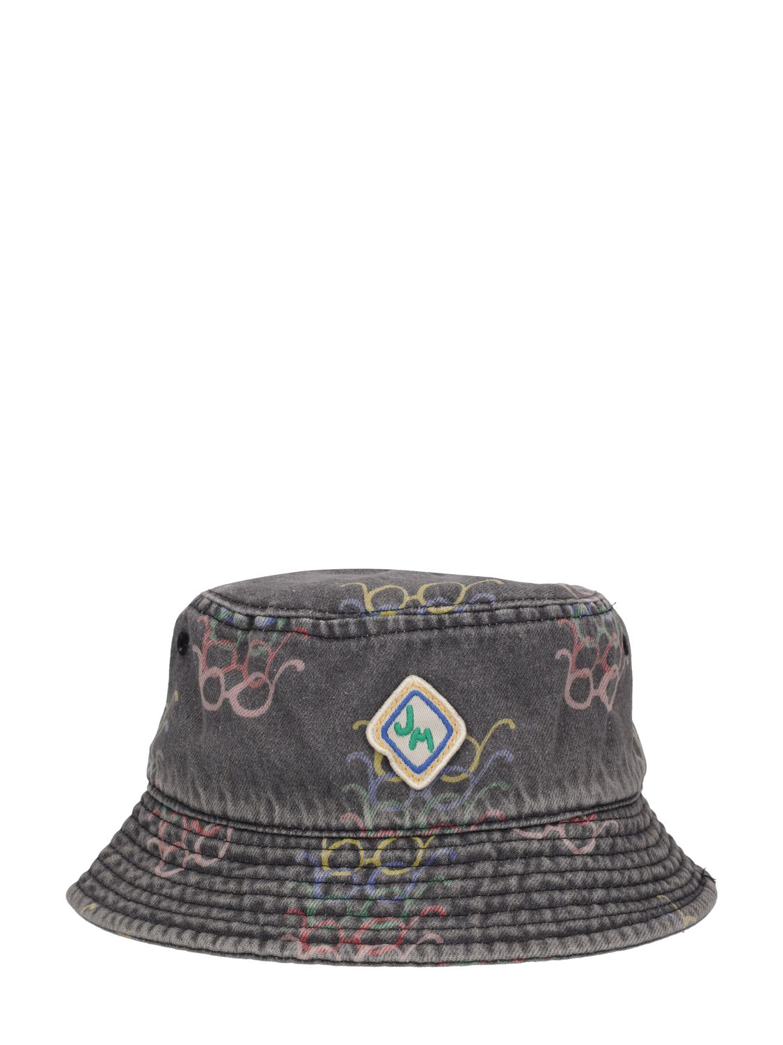 Jellymallow Kids' Printed Cotton Denim Bucket Hat In Black