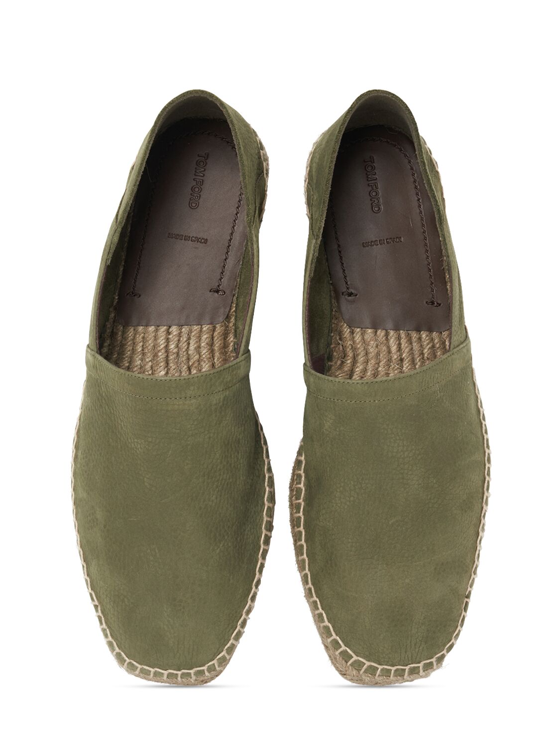 Shop Tom Ford Grain Nubuck Espadrille Sandals In Olive Ecru