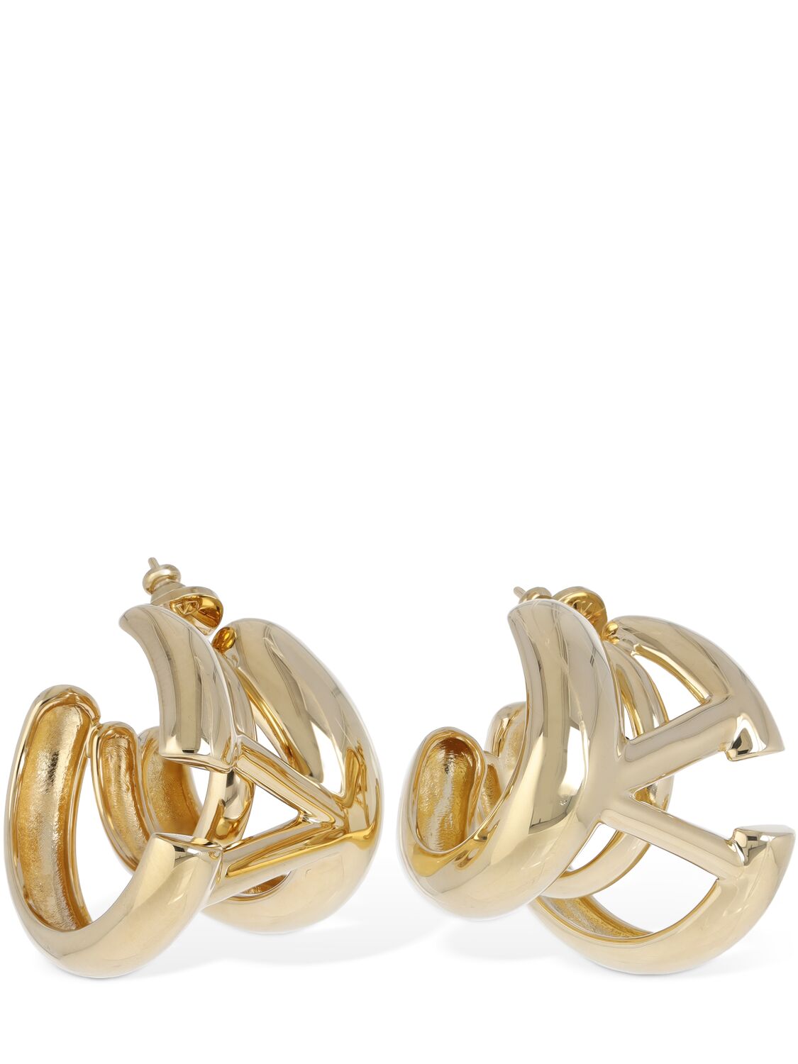 Shop Valentino V Logo Signature Hoop Earrings In Gold
