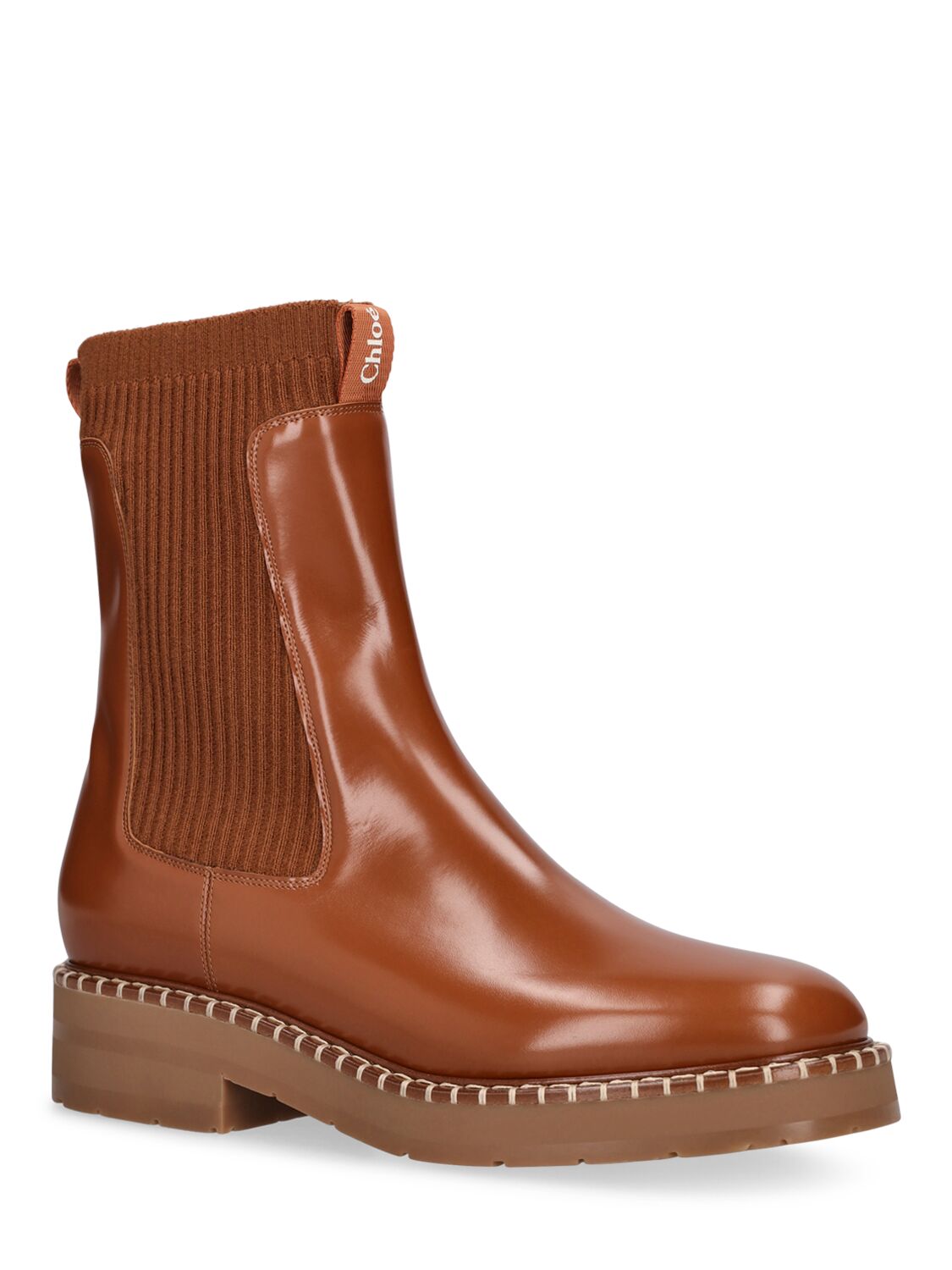 Shop Chloé 35mm Noua Leather Ankle Boots In Tan