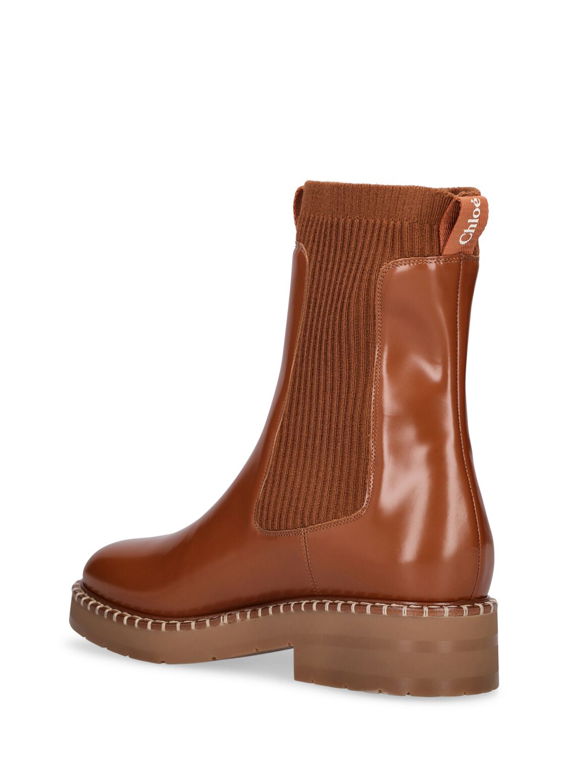 Shop Chloé 35mm Noua Leather Ankle Boots In Tan