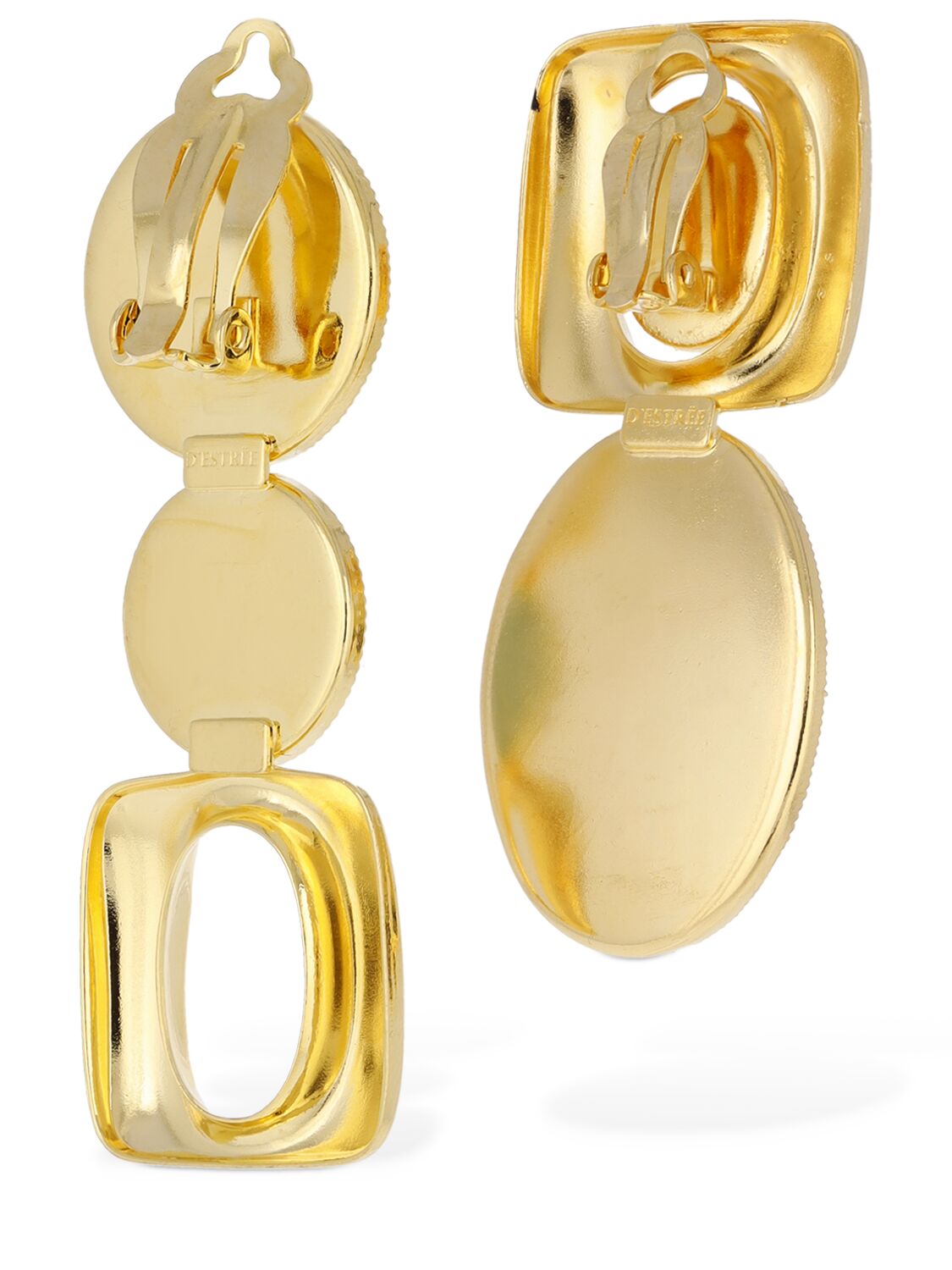 Shop D'estree Sonia Square Clip-on Earrings In Multi,gold