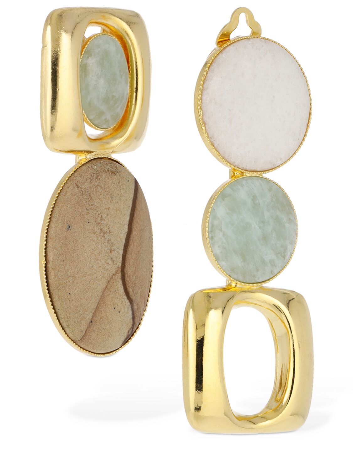 Shop D'estree Sonia Square Clip-on Earrings In Multi,gold