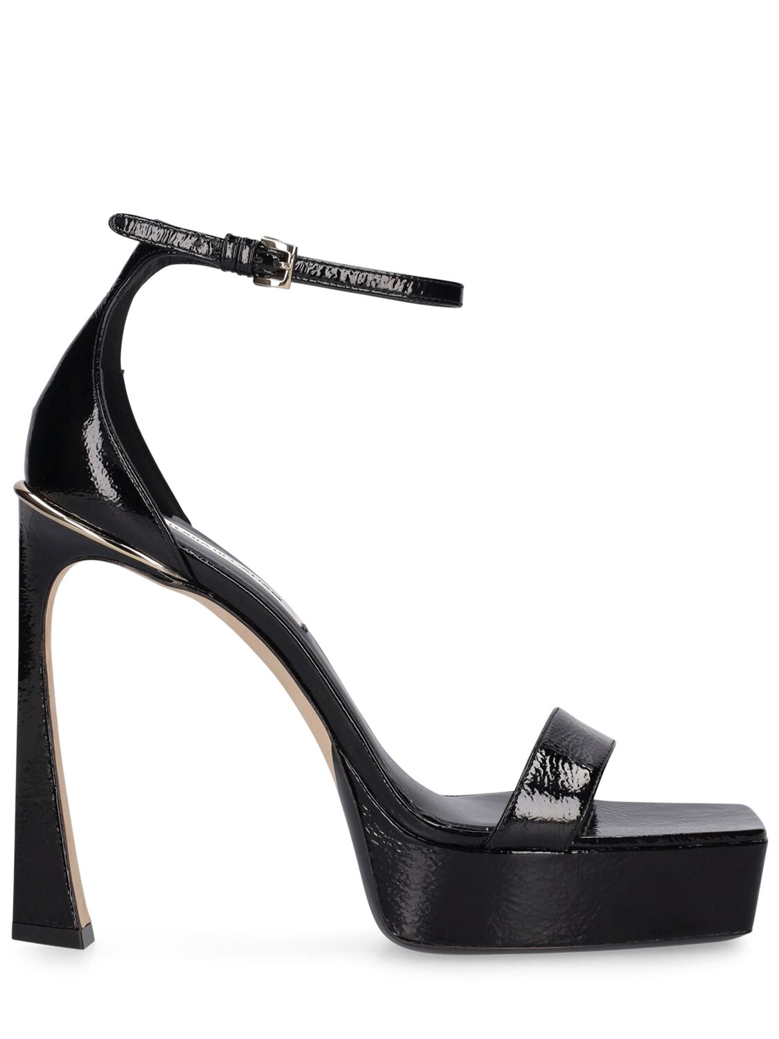 Victoria Beckham 135毫米金属色皮革凉鞋 In Black