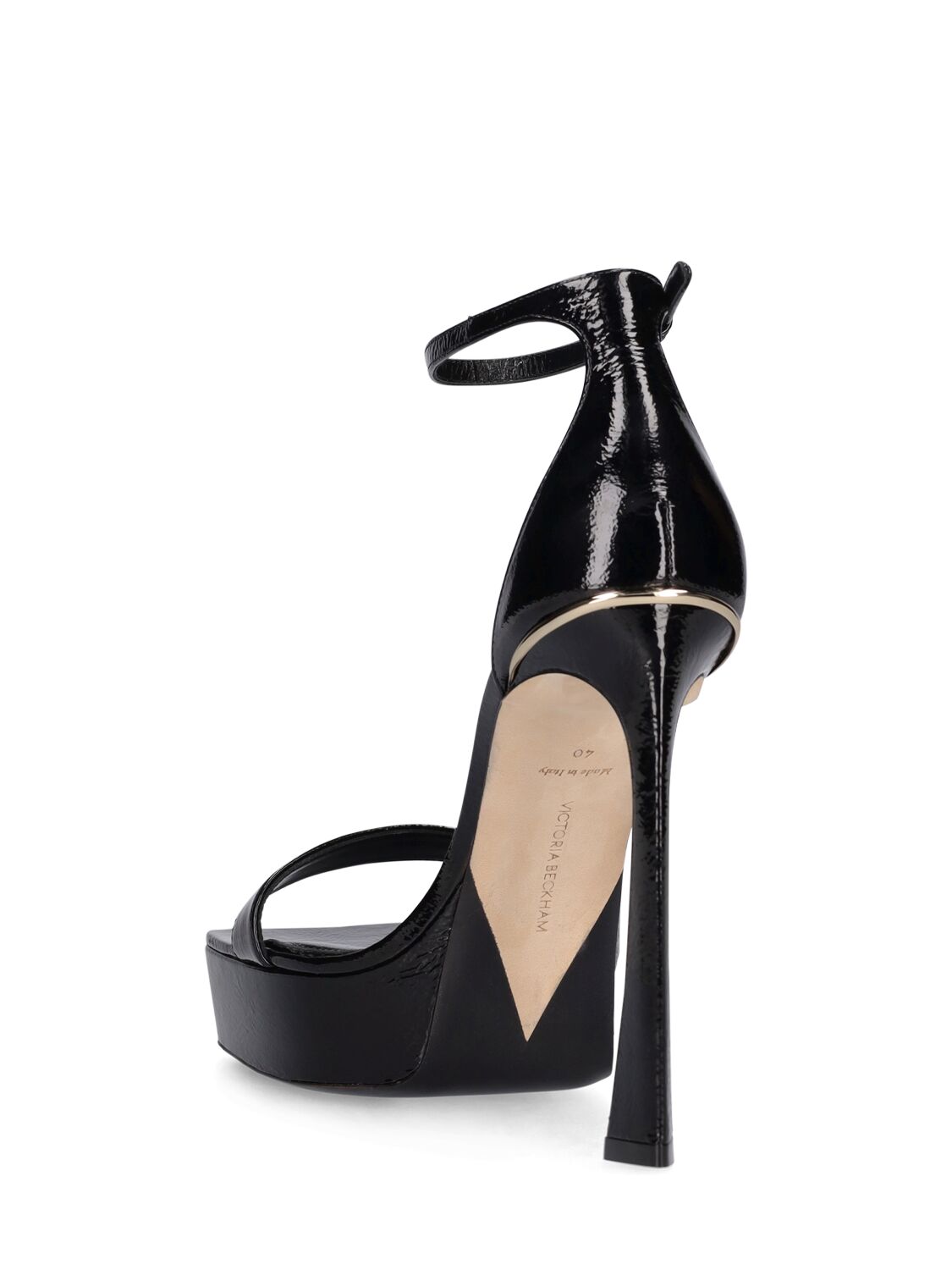 Shop Victoria Beckham 135mm Metallic Leather Platform Sandals In Black