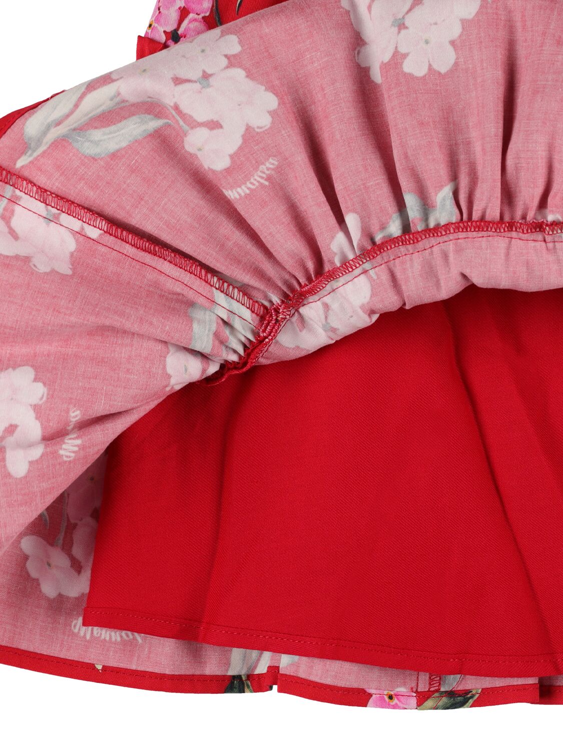 Shop Monnalisa Flower Printed Cotton Poplin Dress In Red