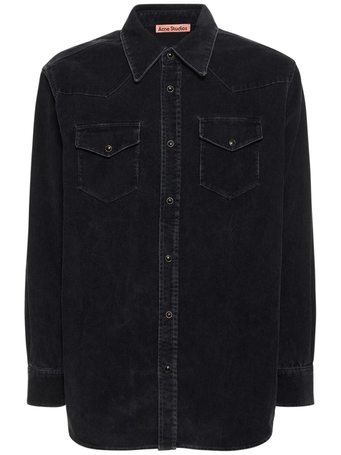 Acne Studios Karty Twin-pocket Cotton-blend Corduroy Shirt In Black