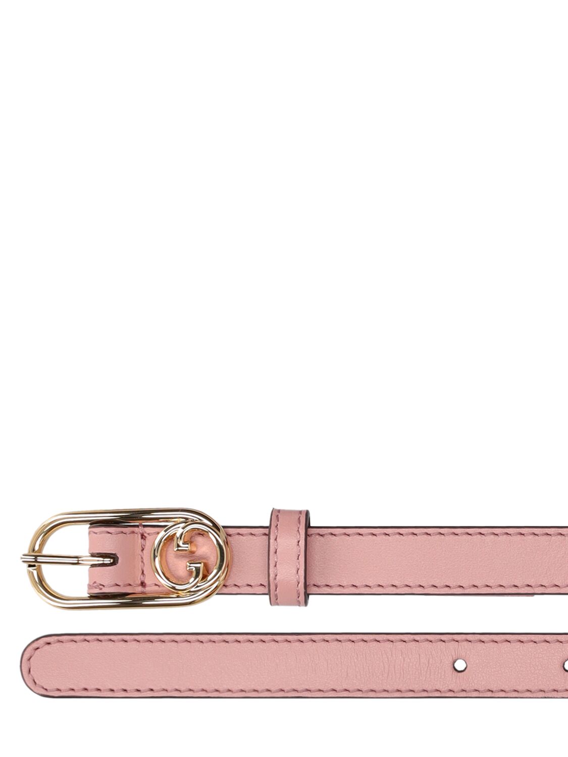 Shop Gucci 15mm Round Interlocking G Leather Belt In Dusty Rose