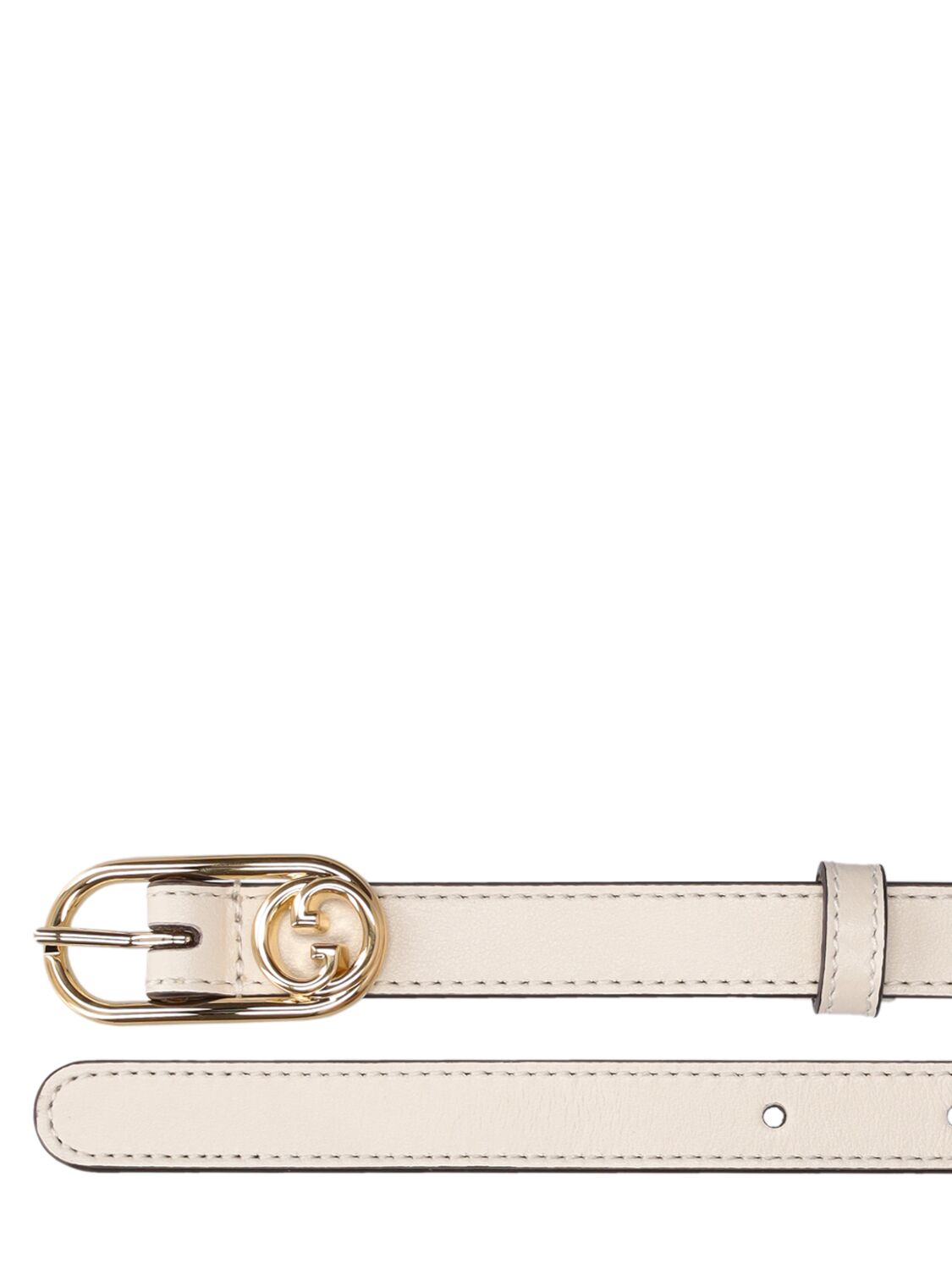 Shop Gucci 15mm Round Interlocking G Leather Belt In Mystic White