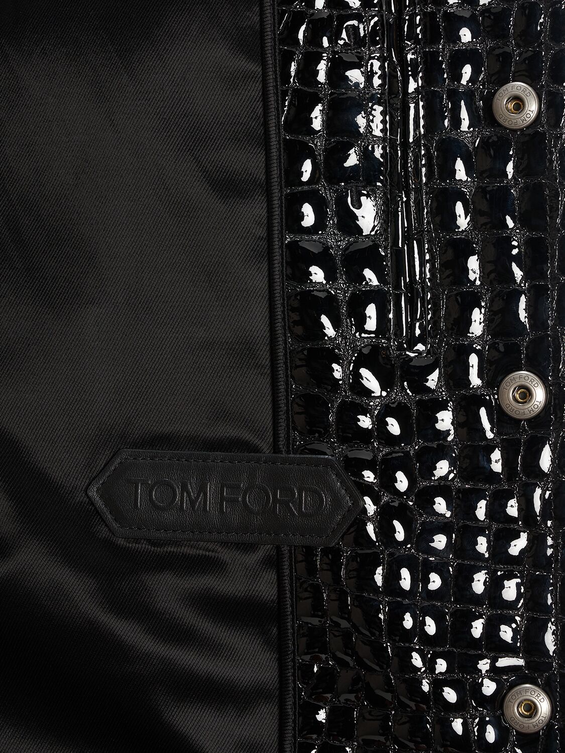 Shop Tom Ford Croc Embossed Leather Jacket In Black