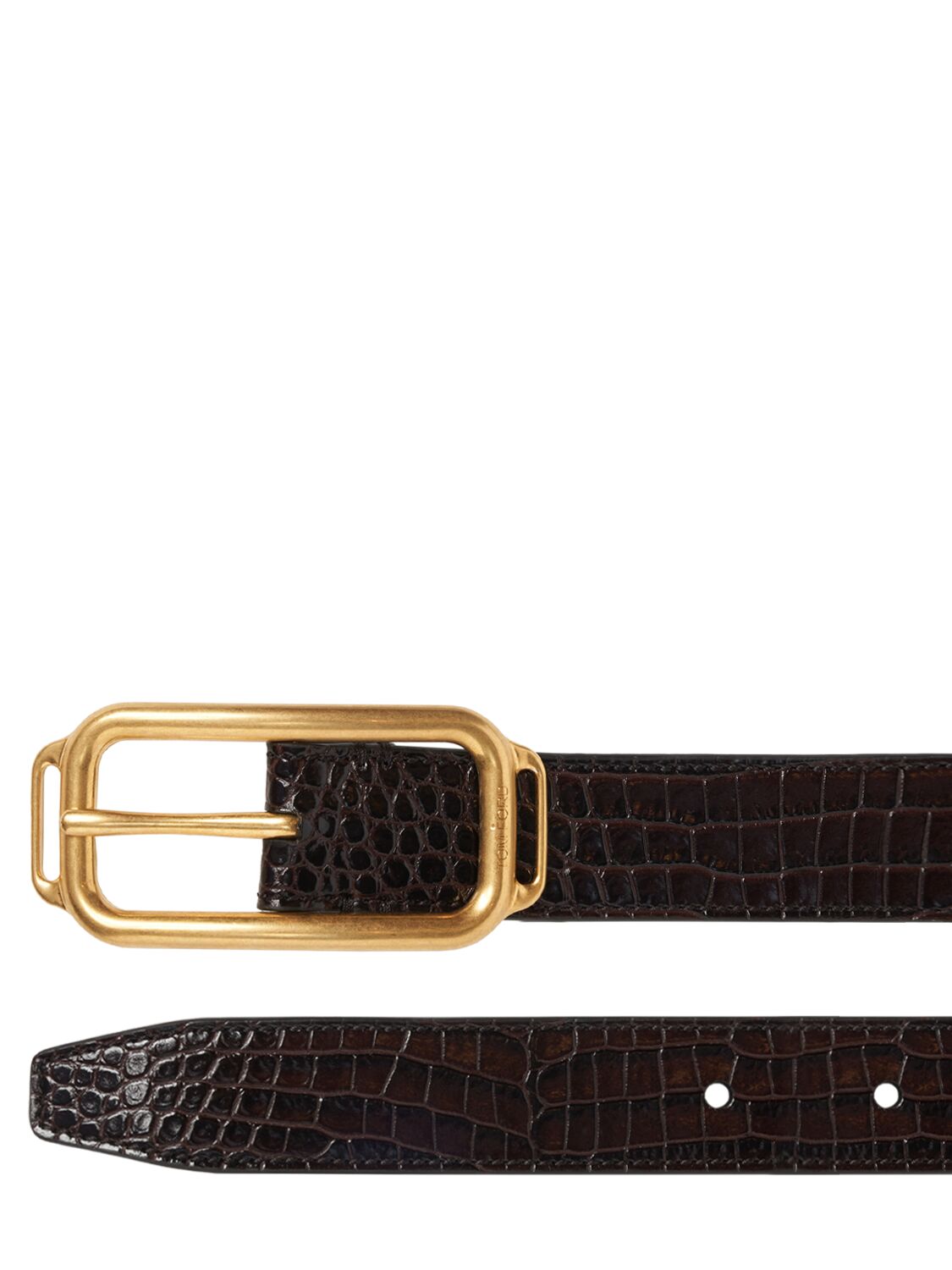 Shop Tom Ford 3 Cm Croc Embossed Leather Belt In Black