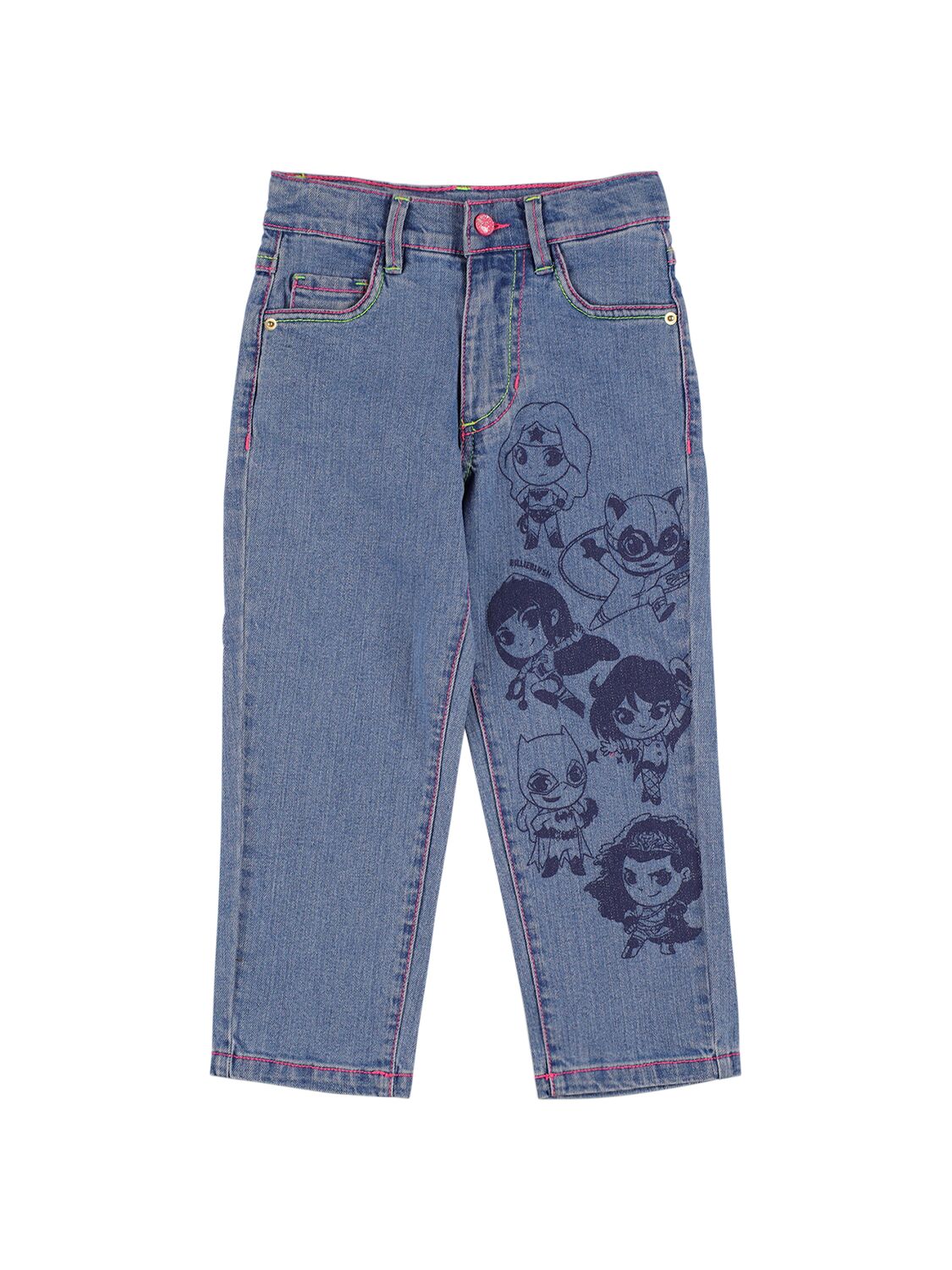 Image of Printed Stretch Cotton Denim Jeans