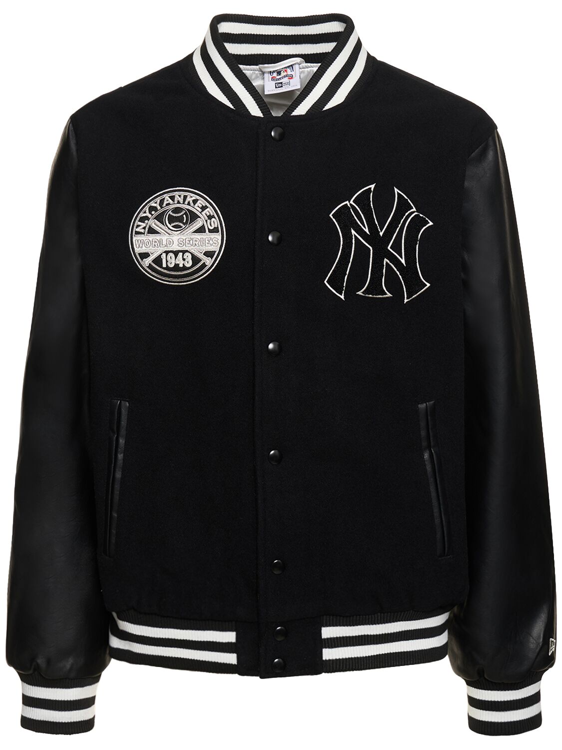 New Era Mlb Ny Yankees Large Logo Varsity Jacket In Black
