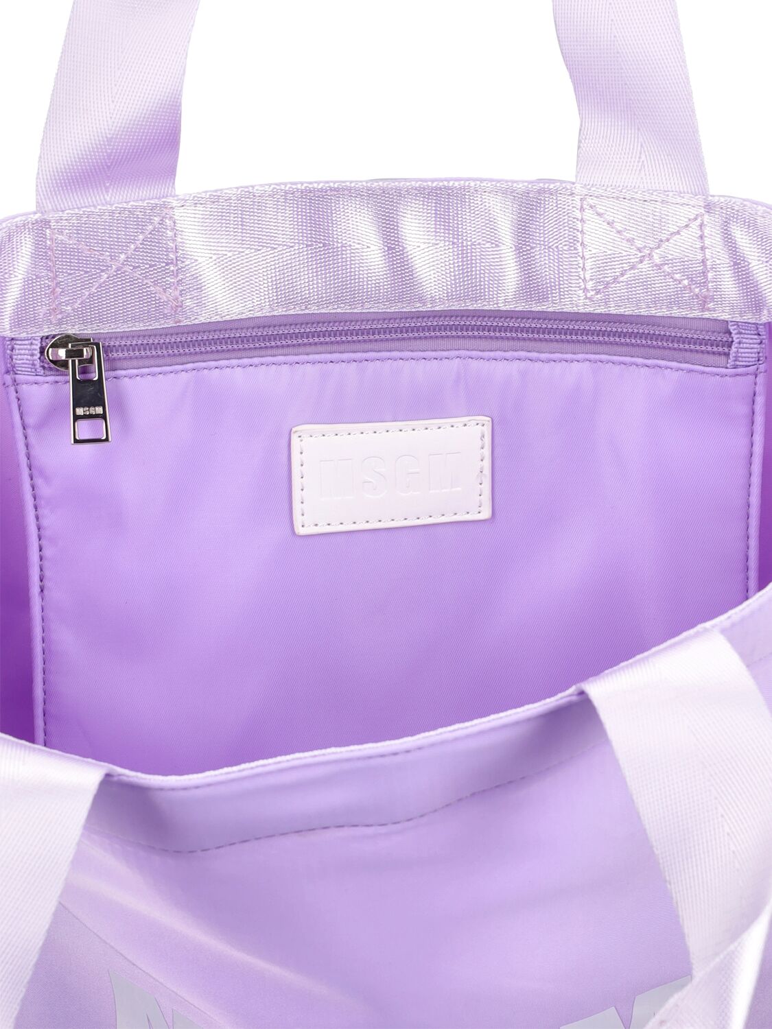 Msgm Nylon Logo Tote Bag In Lilac | ModeSens