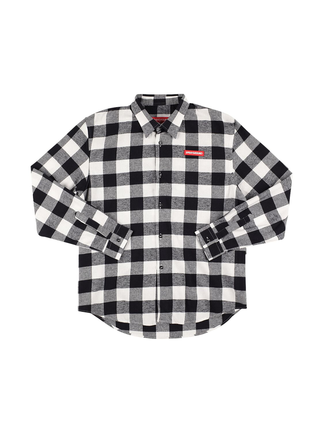 Sprayground Kids' Check Cotton Flannel Shirt In Black,white