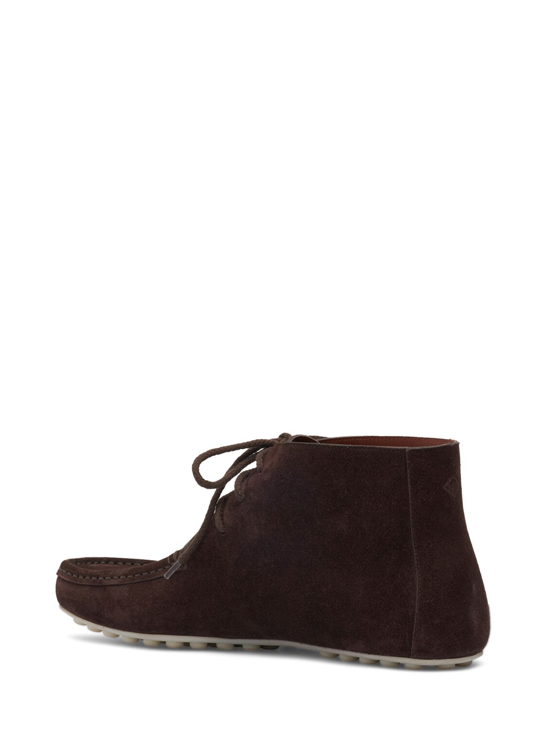 Shop Loro Piana Lp Dots Mid Roadster Suede Lace-up Shoes In Chocolate