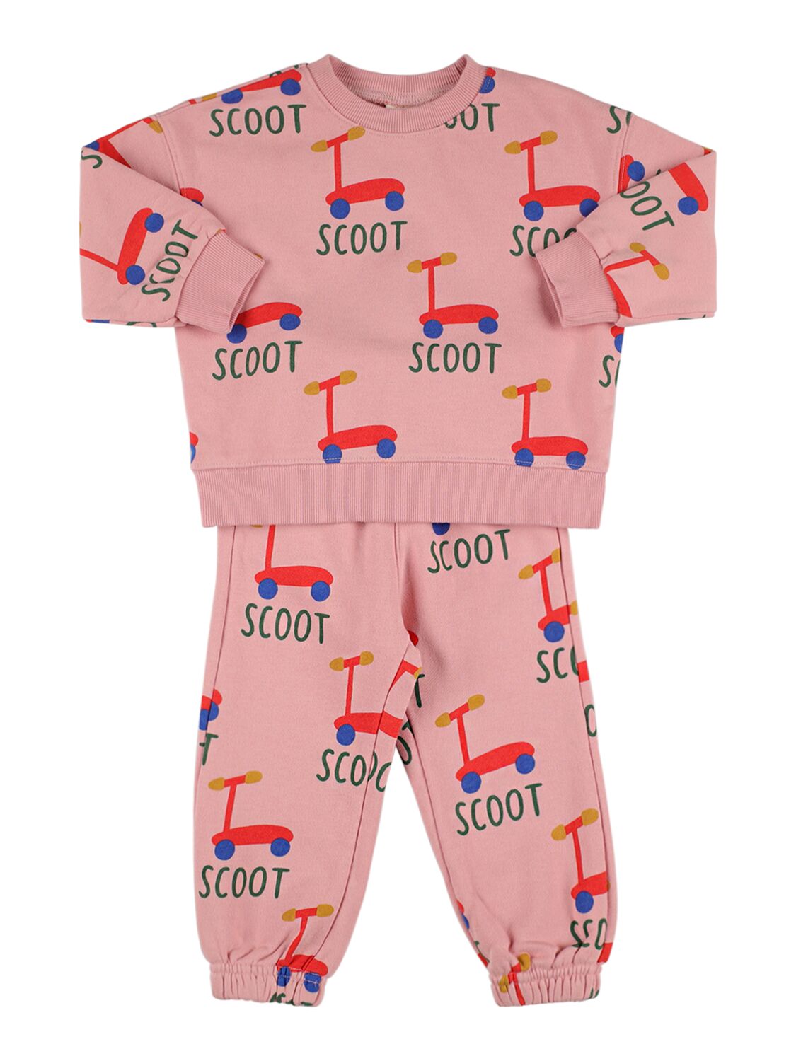 Jellymallow Babies' Printed Cotton Sweatshirt & Sweatpants In Pink