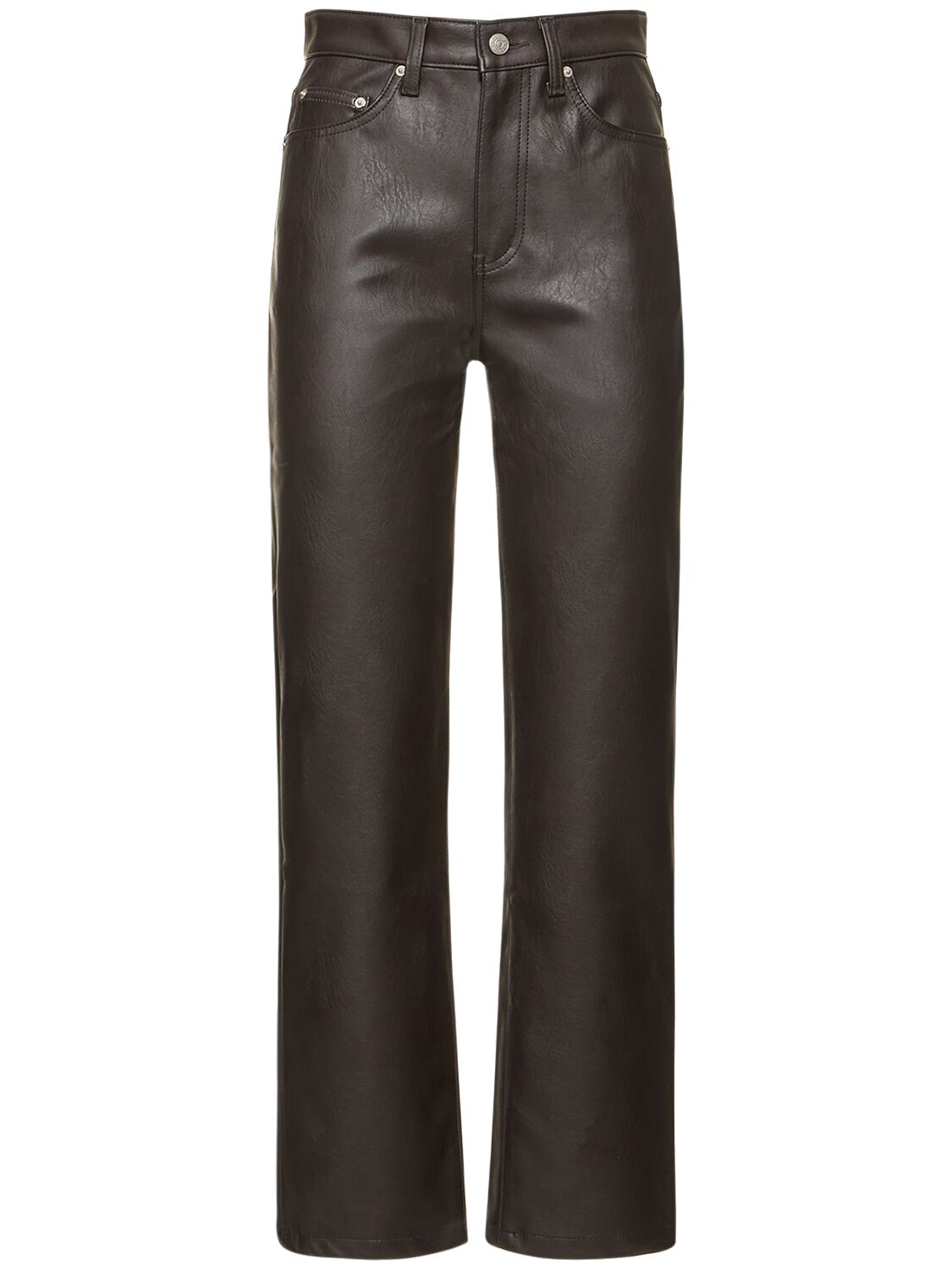 Dunst Faux Leather Straight Pants In Brown