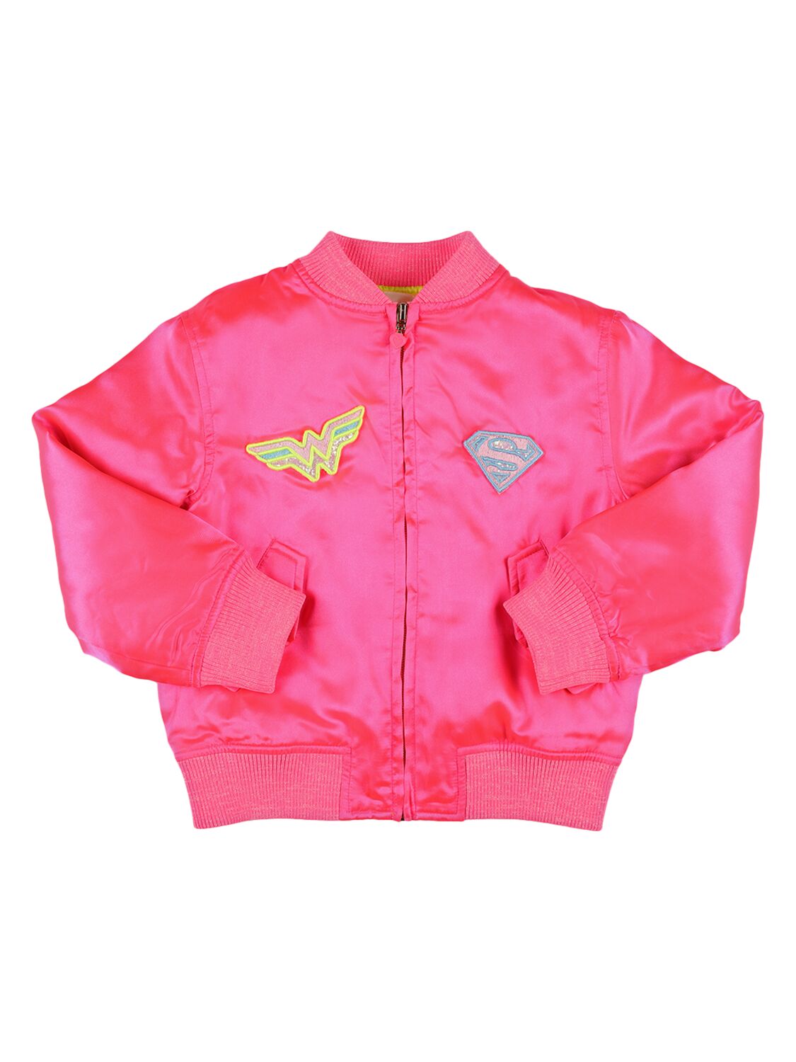 Shop Billieblush Nylon Bomber Puffer Jacket In Fuchsia