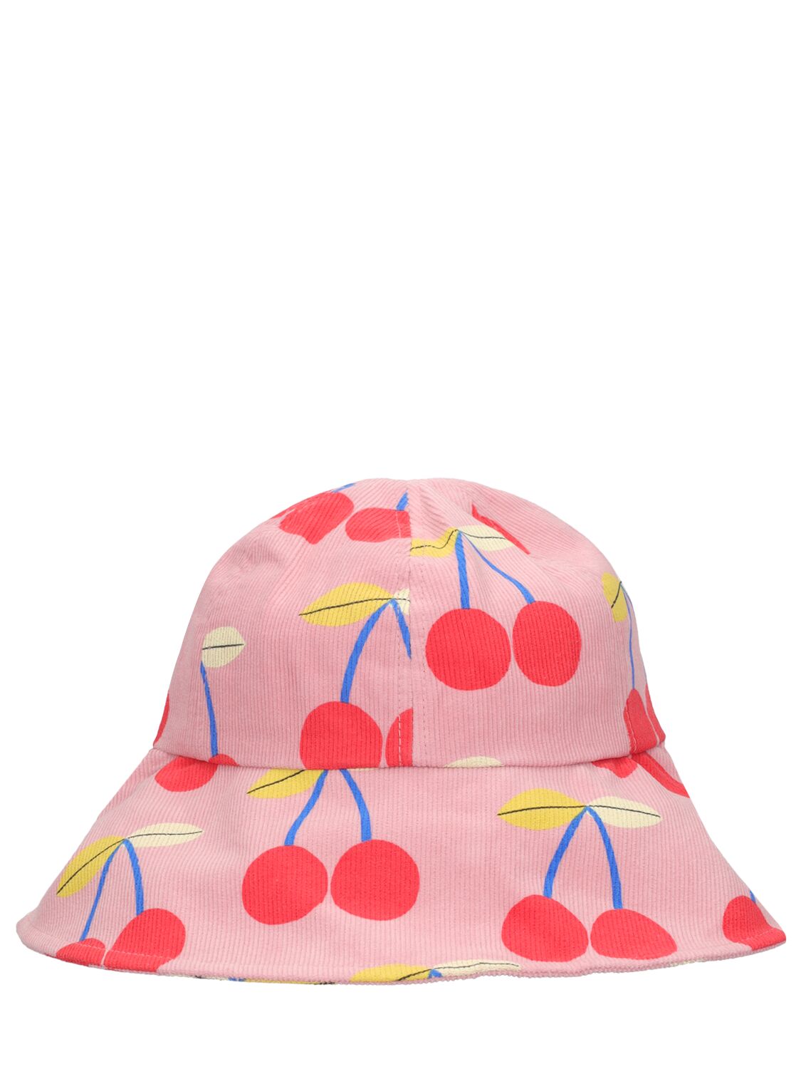 Jellymallow Kids' Cherry Print Corduroy Bucket Hat In Pink