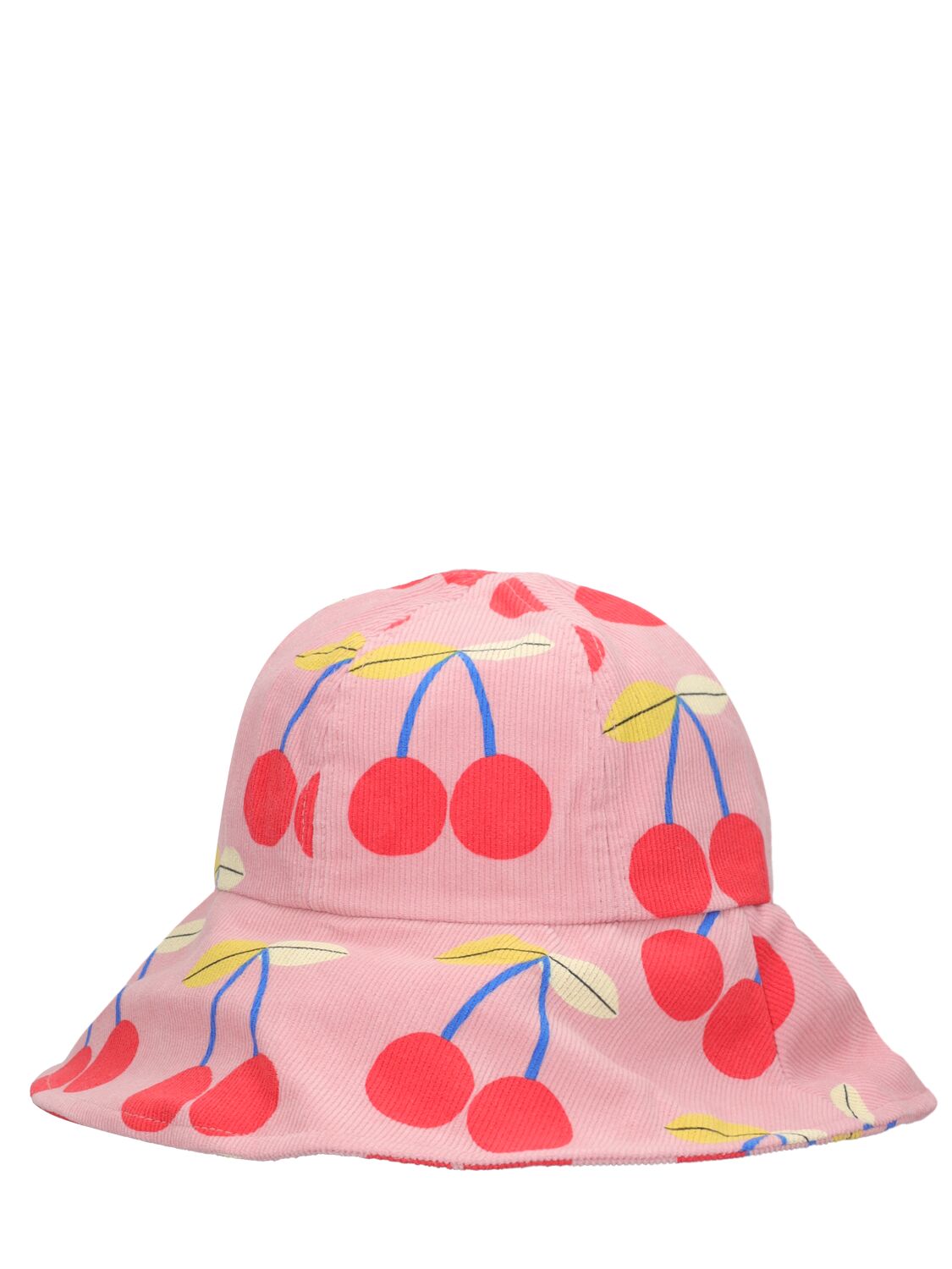 Shop Jellymallow Cherry Print Corduroy Bucket Hat In Pink