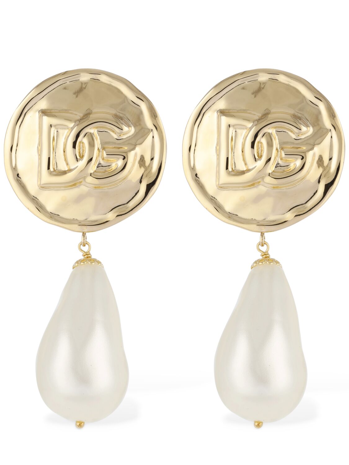 Coin Logo Dg Faux Pearl Clip-on Earrings
