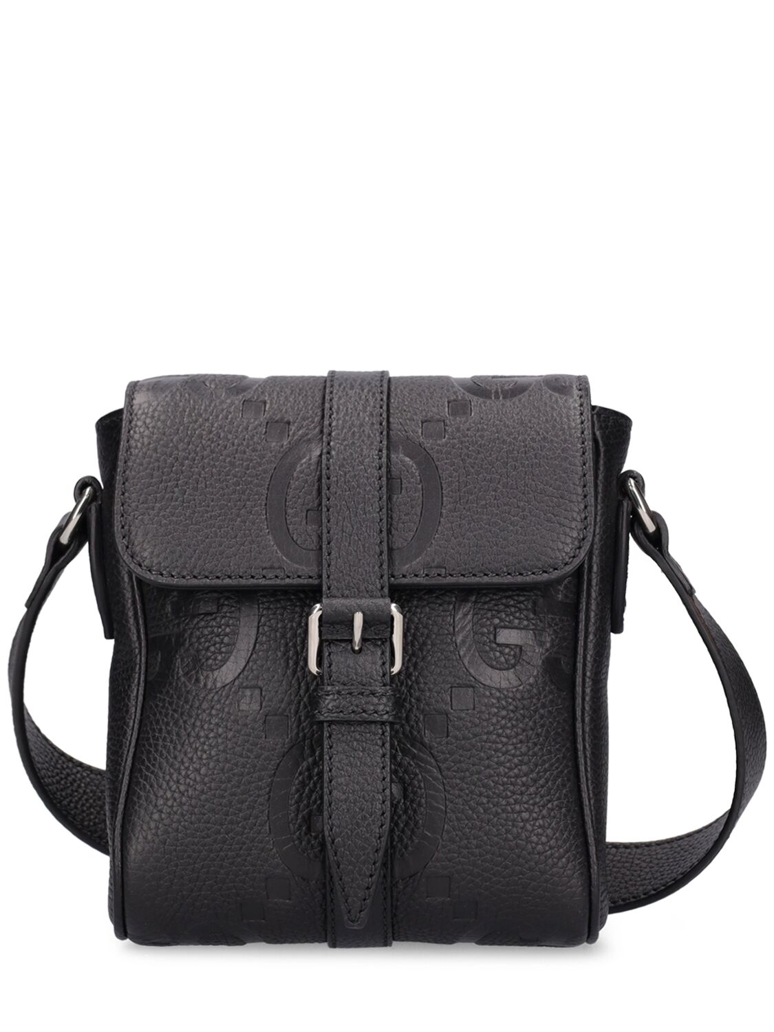 Shop Gucci Gg Small Leather Crossbody Bag In Black