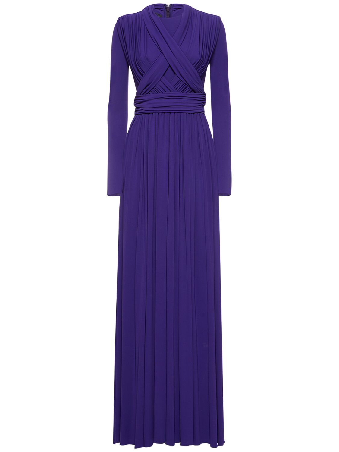 Giambattista Valli Viscose Jersey Draped L/s Maxi Dress In Dark Purple
