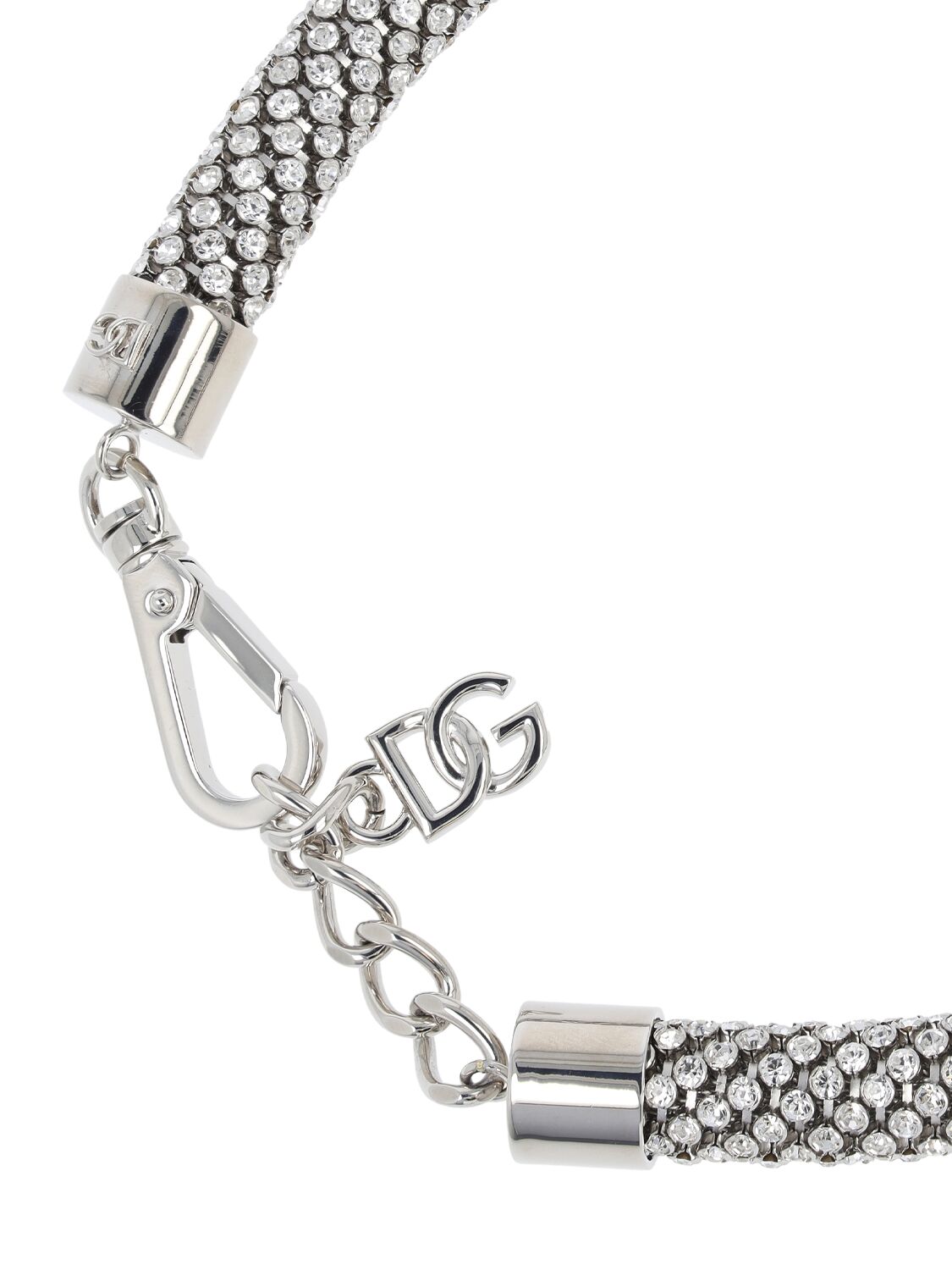Shop Dolce & Gabbana Crystal Embellished Choker In Silver