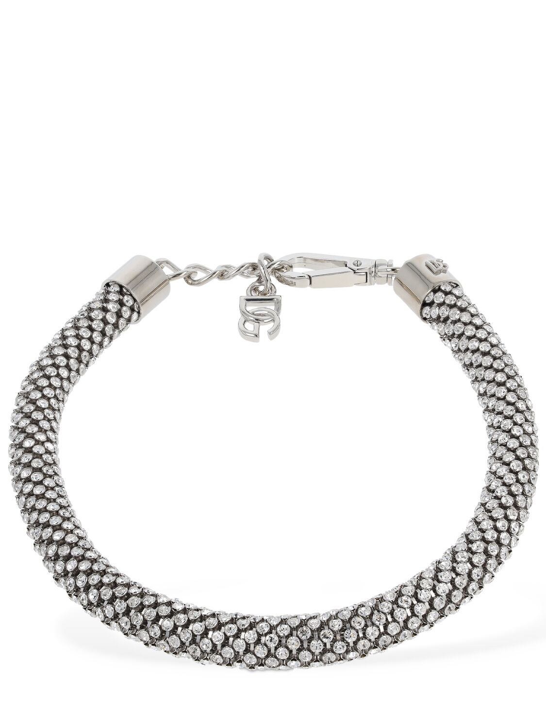 Dolce & Gabbana Silver Tubular Rhinestone Necklace
