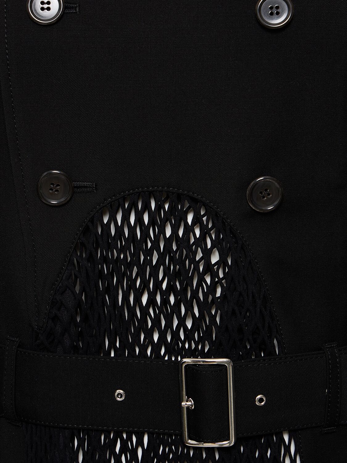 Shop Noir Kei Ninomiya Wool & Mohair Net Belted Midi Coat In Black