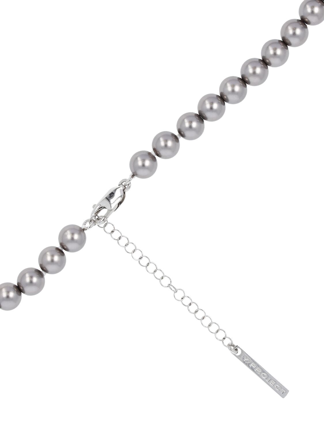 Shop Y/project Maxi Y Faux Pearl Collar Necklace In Silver,grey