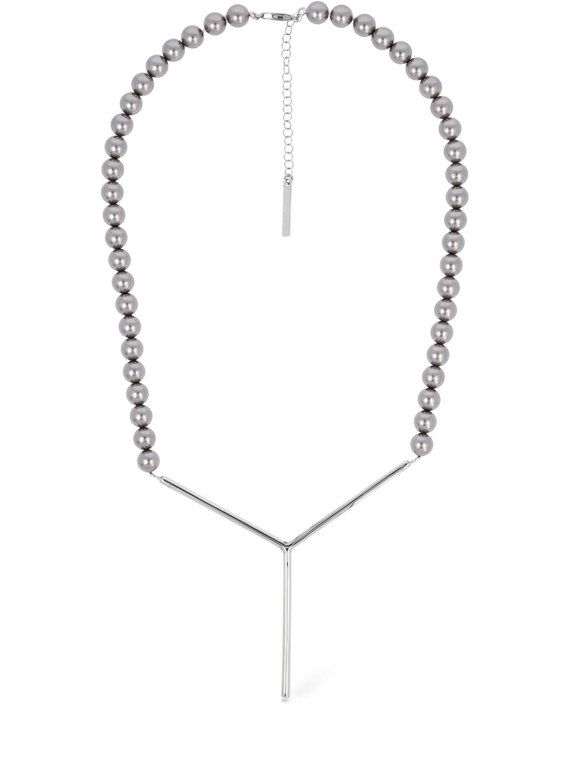 Y/project Maxi Y Faux Pearl Collar Necklace In Silver,grey