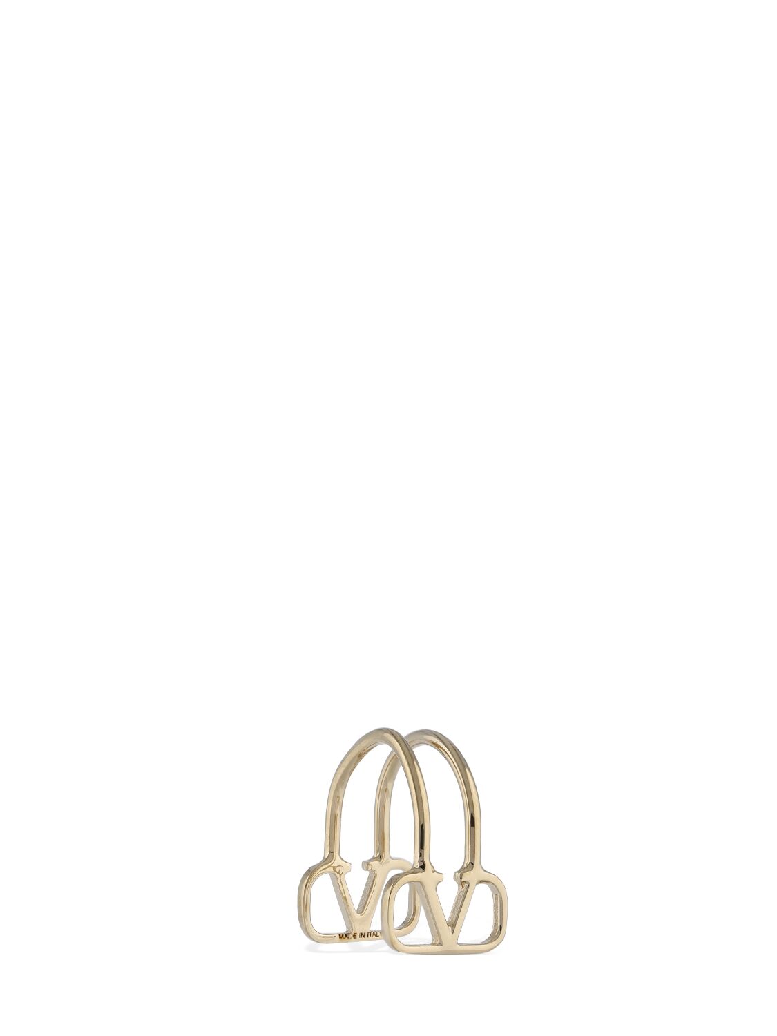 Shop Valentino V Logo Brass Lip Ring In Gold