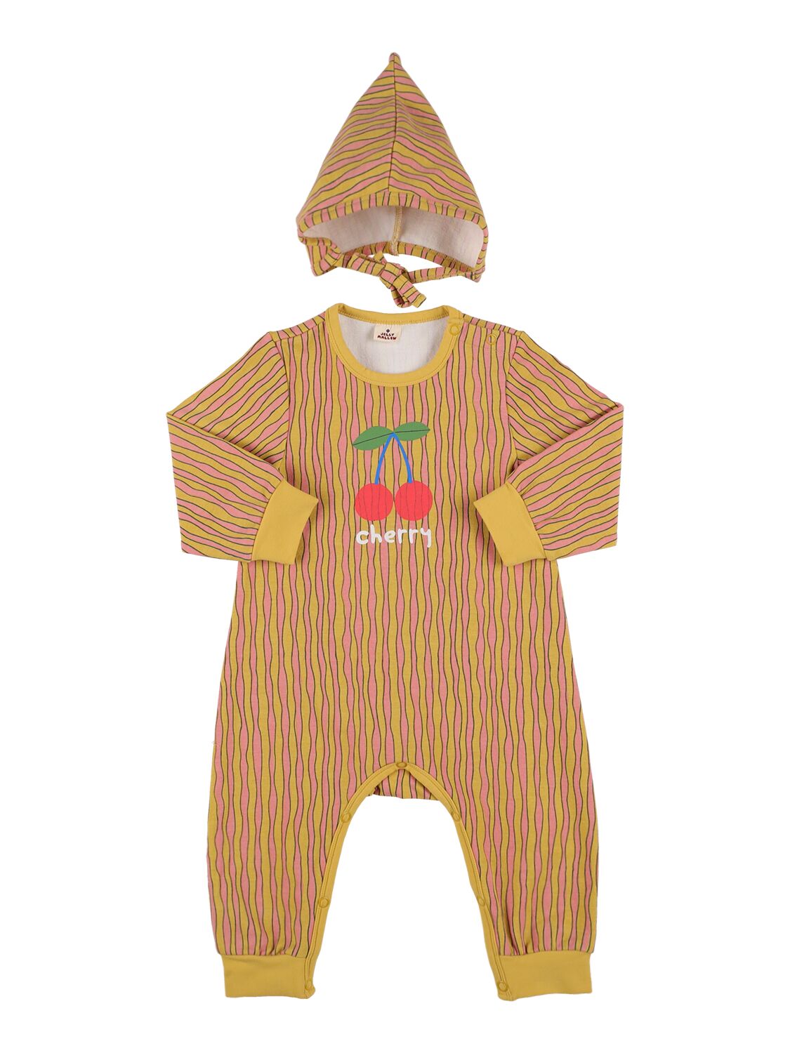 Jellymallow Babies' Printed Cotton Jersey Romper & Headband In Multicolor